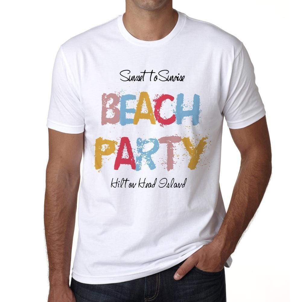 Hilton Head Island Beach Party White Mens Short Sleeve Round Neck T-Shirt 00279 - White / S - Casual