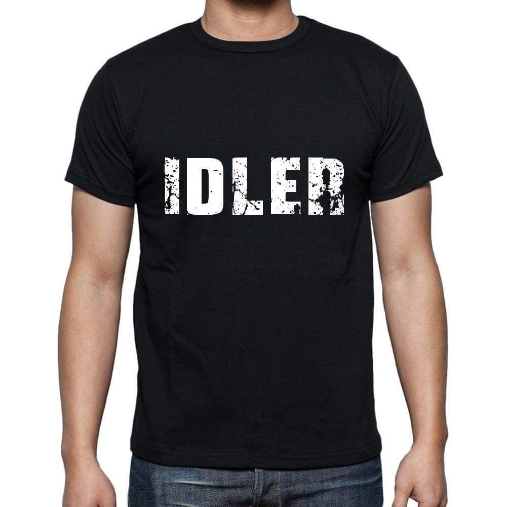 Idler Mens Short Sleeve Round Neck T-Shirt 5 Letters Black Word 00006 - Casual