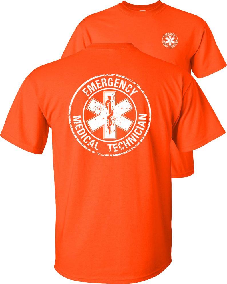 Graphic Unisex EMT Emergency T-Shirt Medical Technician Circle Distressed Tee