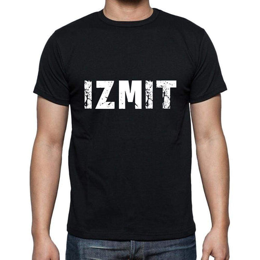 Izmit Mens Short Sleeve Round Neck T-Shirt 5 Letters Black Word 00006 - Casual