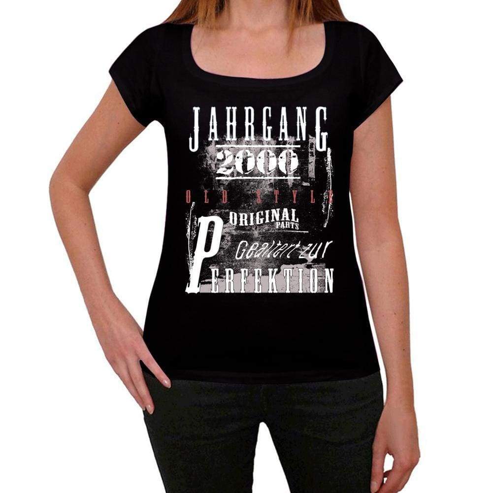 Jahrgang Birthday 2000 Black Womens Short Sleeve Round Neck T-Shirt Gift T-Shirt 00353 - Black / Xs - Casual