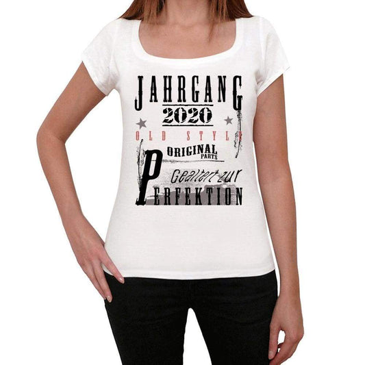 Jahrgang Birthday 2020 White Womens Short Sleeve Round Neck T-Shirt Gift T-Shirt 00351 - White / Xs - Casual