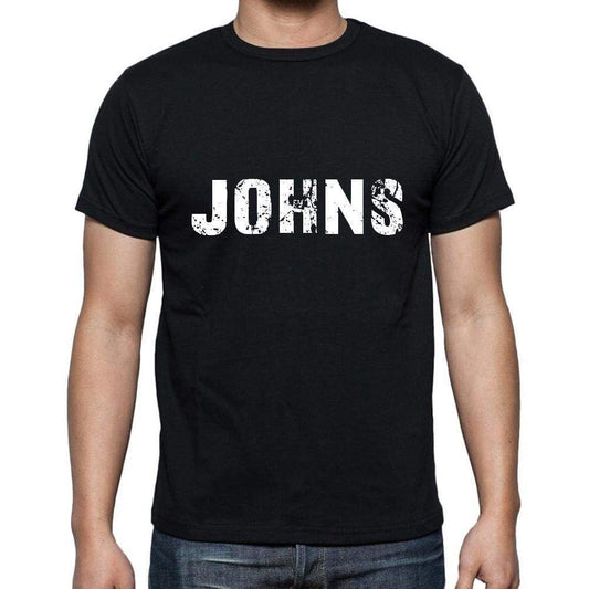 Johns Mens Short Sleeve Round Neck T-Shirt 5 Letters Black Word 00006 - Casual