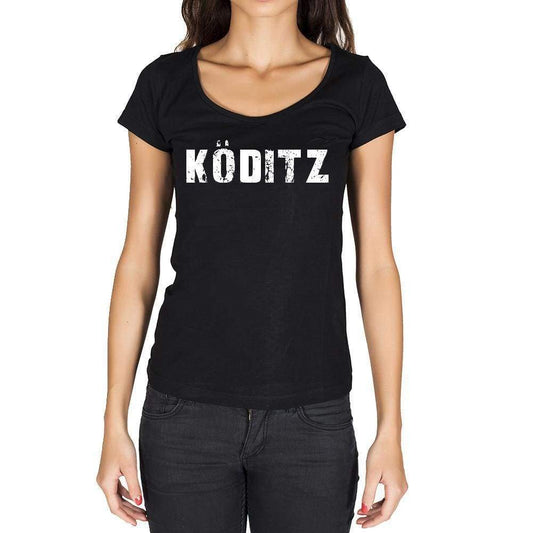Köditz German Cities Black Womens Short Sleeve Round Neck T-Shirt 00002 - Casual