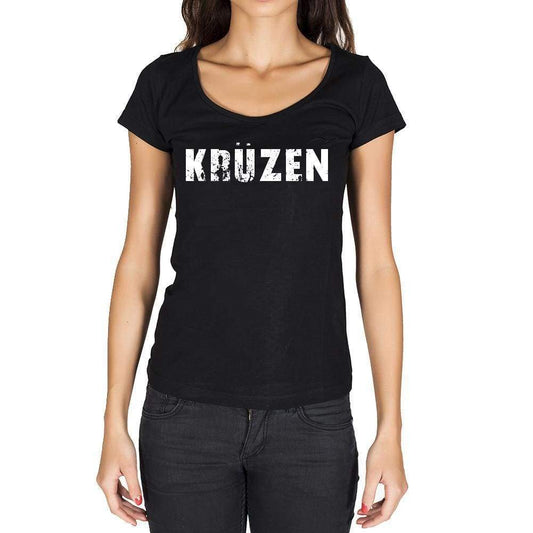 Krüzen German Cities Black Womens Short Sleeve Round Neck T-Shirt 00002 - Casual