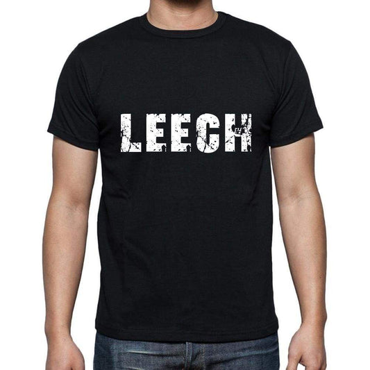 Leech Mens Short Sleeve Round Neck T-Shirt 5 Letters Black Word 00006 - Casual