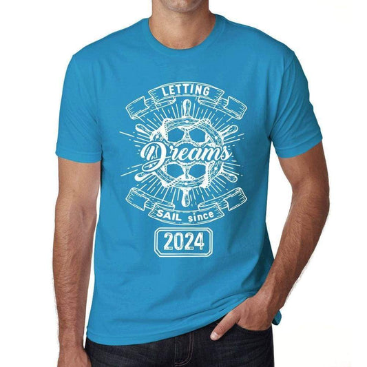 Letting Dreams Sail Since 2024 Mens T-Shirt Blue Birthday Gift 00404 - Blue / Xs - Casual