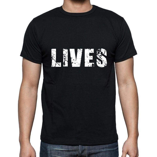 Lives Mens Short Sleeve Round Neck T-Shirt 5 Letters Black Word 00006 - Casual