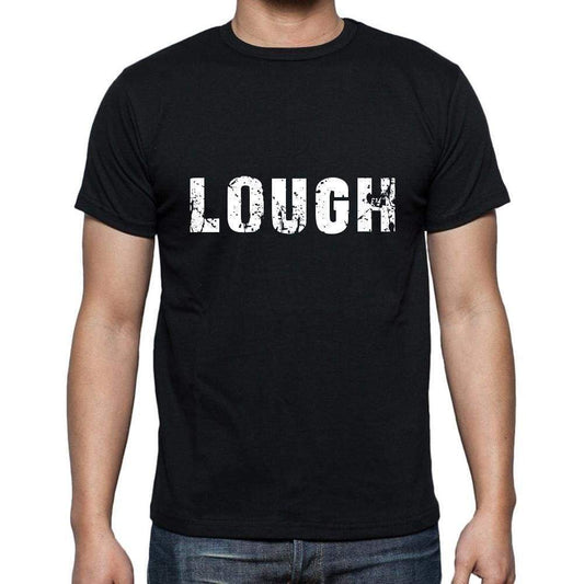 Lough Mens Short Sleeve Round Neck T-Shirt 5 Letters Black Word 00006 - Casual