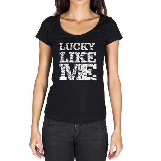 Lucky Like Me Black Womens Short Sleeve Round Neck T-Shirt - Black / Xs - Casual