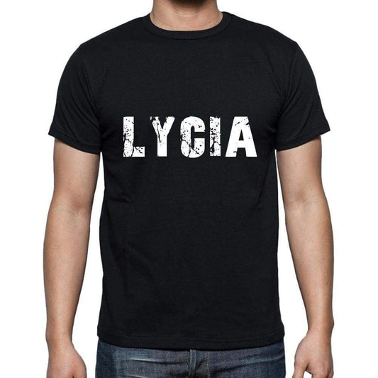 Lycia Mens Short Sleeve Round Neck T-Shirt 5 Letters Black Word 00006 - Casual