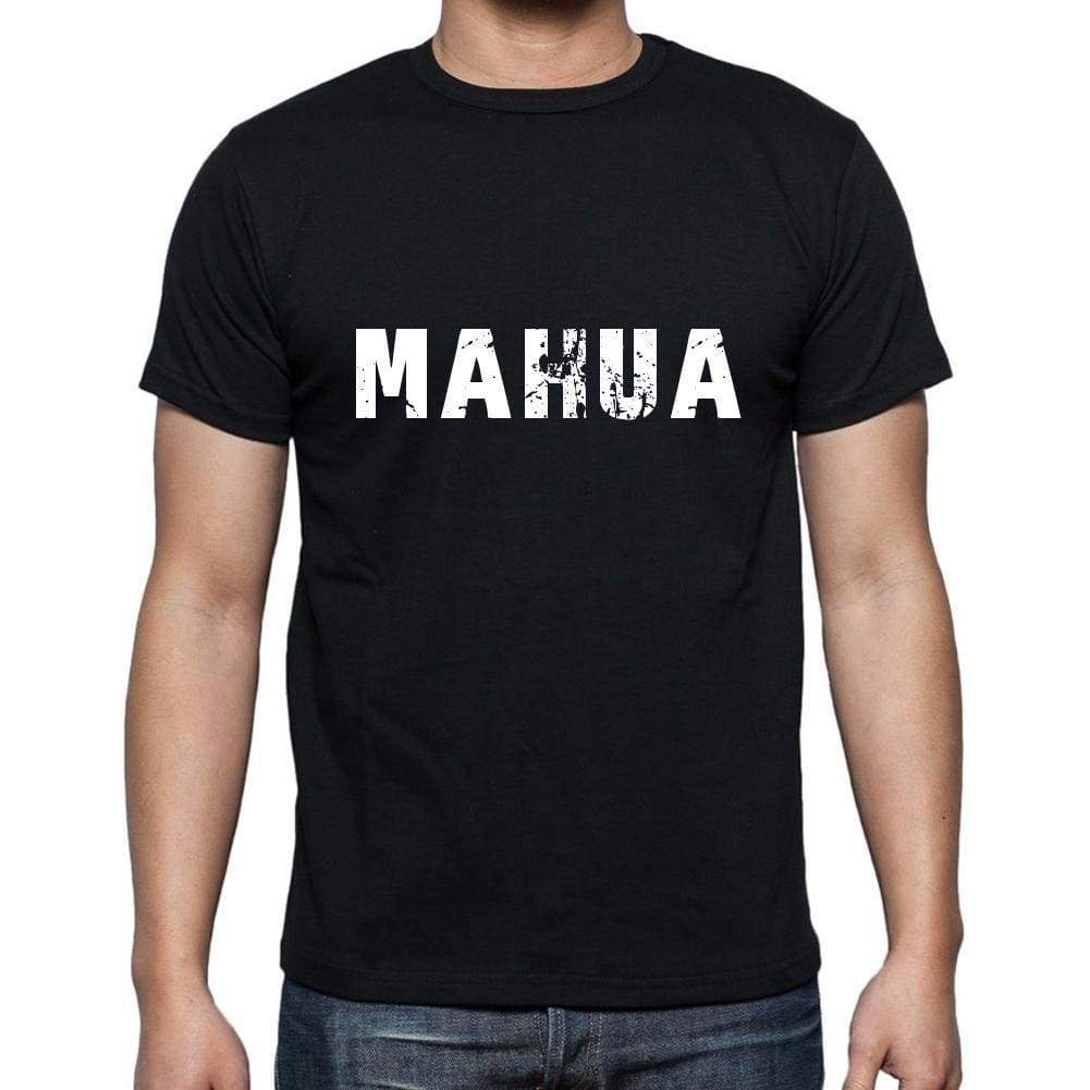 Mahua Mens Short Sleeve Round Neck T-Shirt 5 Letters Black Word 00006 - Casual