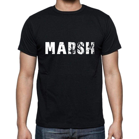 Marsh Mens Short Sleeve Round Neck T-Shirt 5 Letters Black Word 00006 - Casual