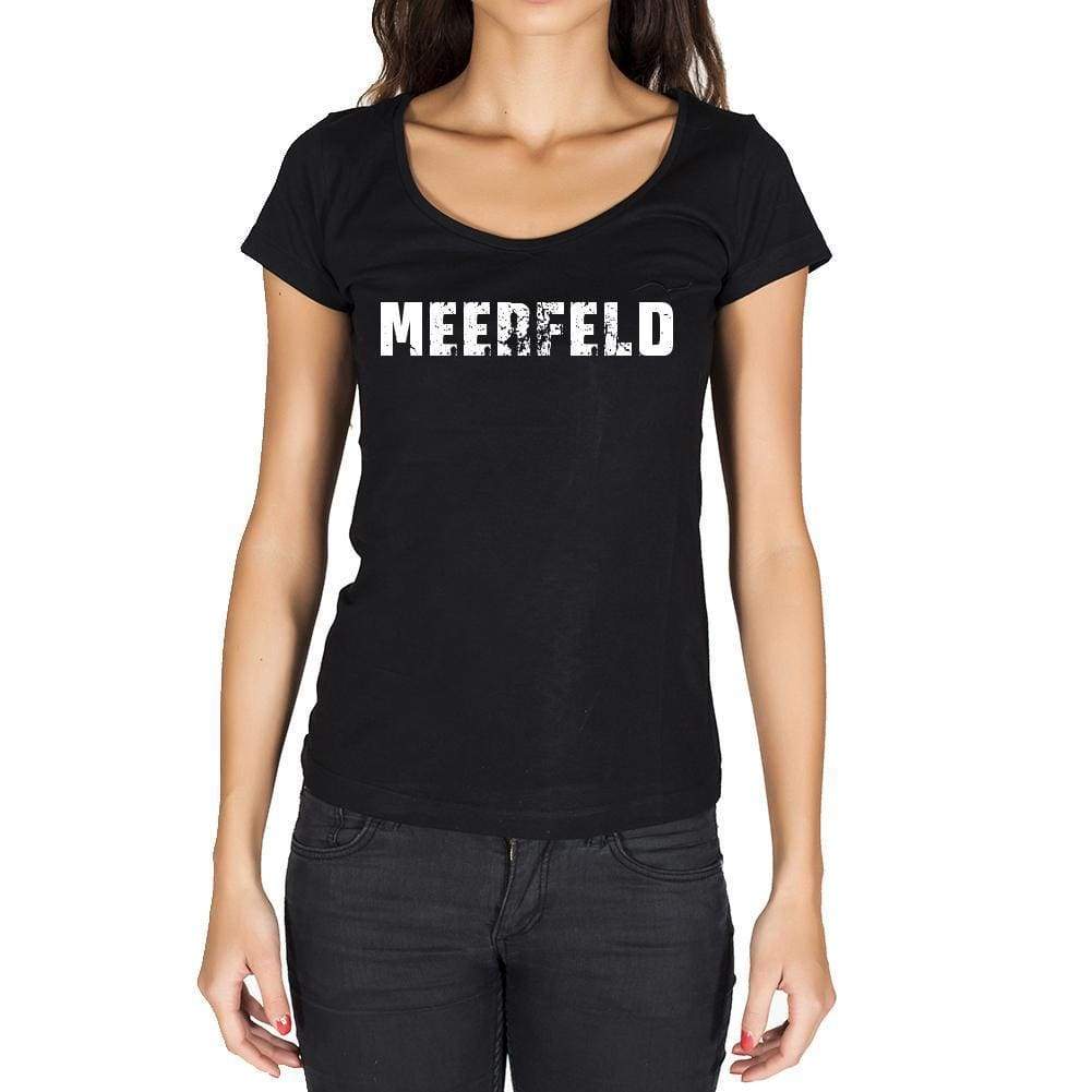 Meerfeld German Cities Black Womens Short Sleeve Round Neck T-Shirt 00002 - Casual