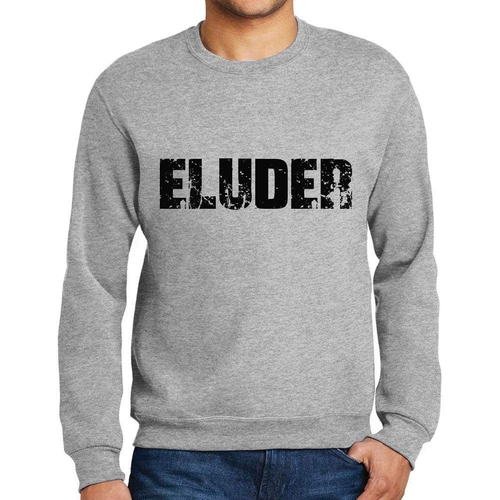 Mens Printed Graphic Sweatshirt Popular Words Eluder Grey Marl - Grey Marl / Small / Cotton - Sweatshirts