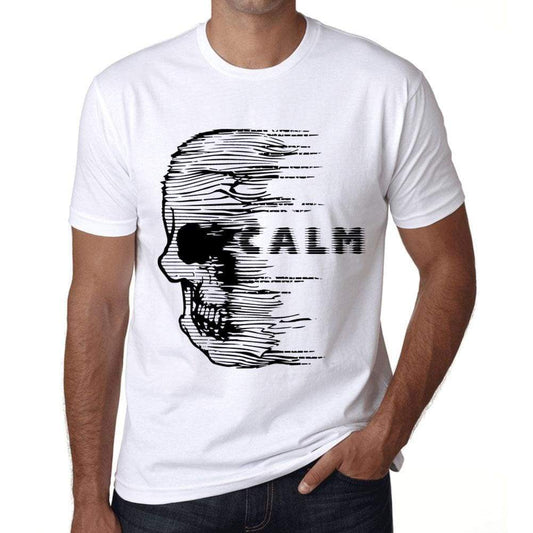 Mens Vintage Tee Shirt Graphic T Shirt Anxiety Skull Calm White - White / Xs / Cotton - T-Shirt