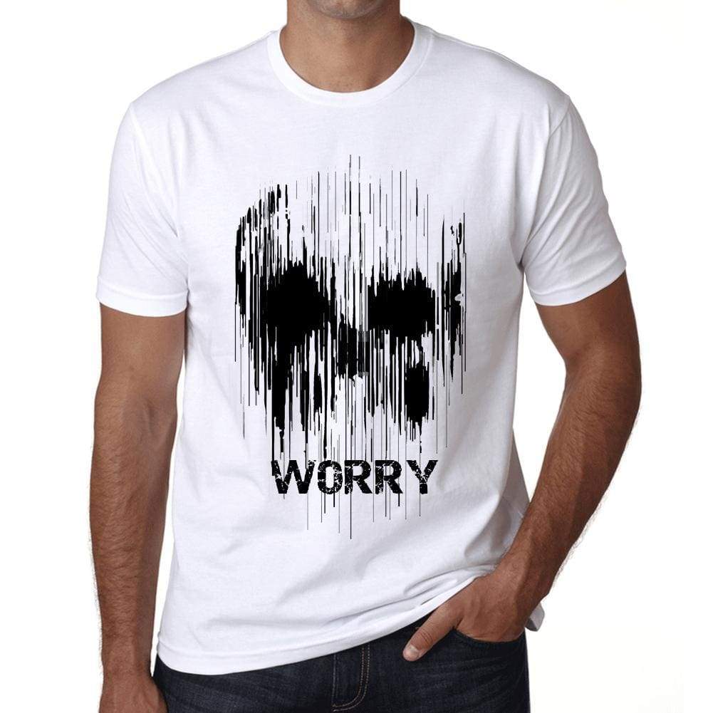 Mens Vintage Tee Shirt Graphic T Shirt Skull Worry White - White / Xs / Cotton - T-Shirt