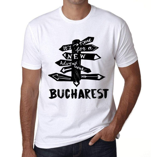 Mens Vintage Tee Shirt Graphic T Shirt Time For New Advantures Bucharest White - White / Xs / Cotton - T-Shirt