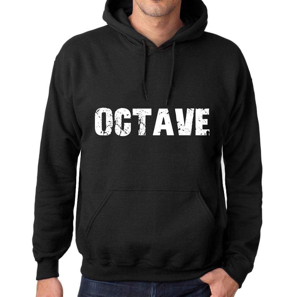 Mens Womens Unisex Printed Graphic Cotton Hoodie Soft Heavyweight Hooded Sweatshirt Pullover Popular Words Octave Deep Black - Black / Xs /