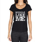Middle Like Me Black Womens Short Sleeve Round Neck T-Shirt - Black / Xs - Casual