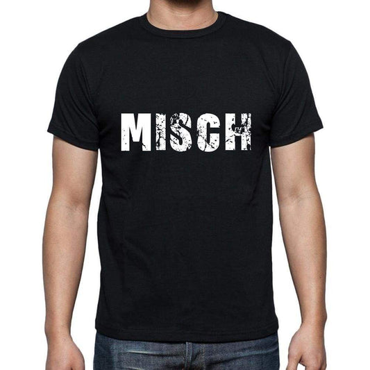 Misch Mens Short Sleeve Round Neck T-Shirt 5 Letters Black Word 00006 - Casual