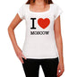 Moscow I Love Citys White Womens Short Sleeve Round Neck T-Shirt 00012 - White / Xs - Casual