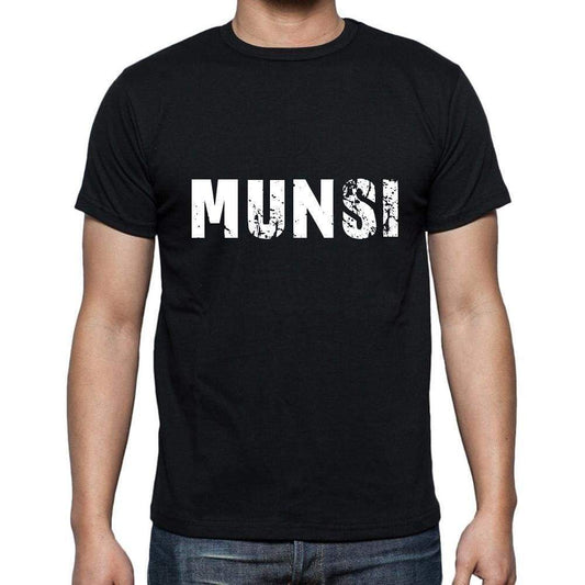 Munsi Mens Short Sleeve Round Neck T-Shirt 5 Letters Black Word 00006 - Casual