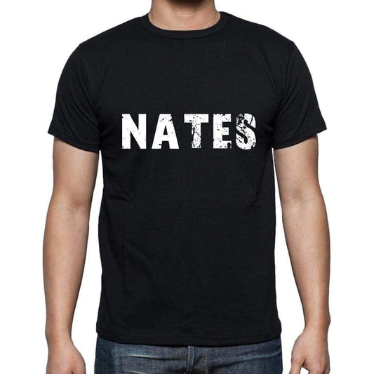 Nates Mens Short Sleeve Round Neck T-Shirt 5 Letters Black Word 00006 - Casual