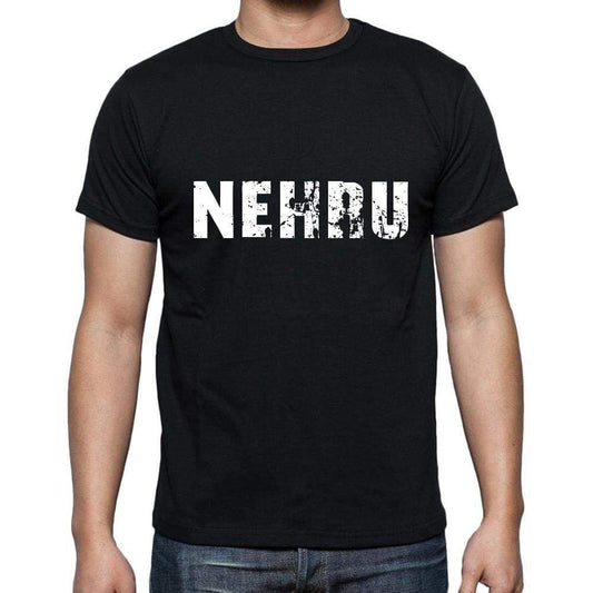 Nehru Mens Short Sleeve Round Neck T-Shirt 5 Letters Black Word 00006 - Casual