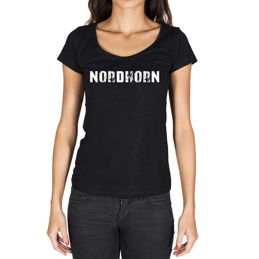 Nordhorn German Cities Black Womens Short Sleeve Round Neck T-Shirt 00002 - Casual