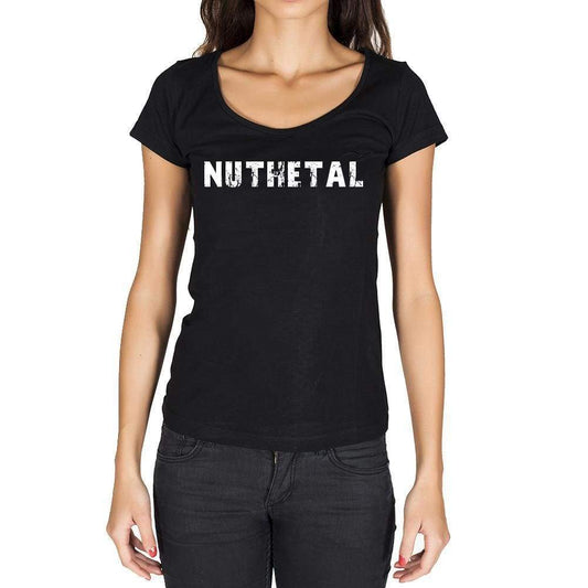 Nuthetal German Cities Black Womens Short Sleeve Round Neck T-Shirt 00002 - Casual
