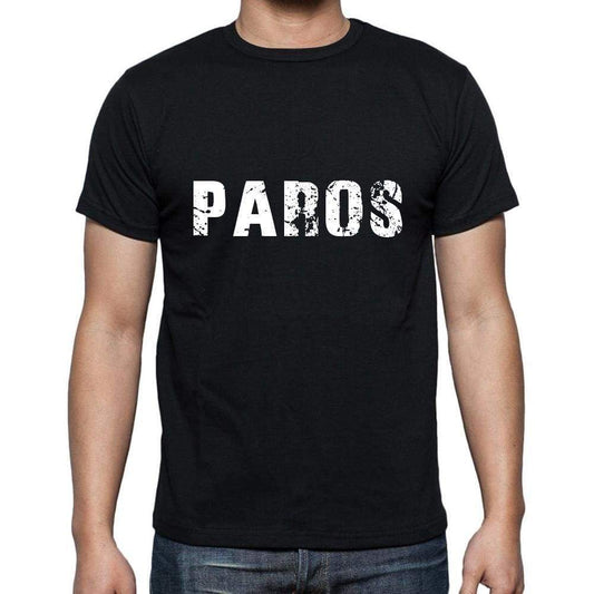 Paros Mens Short Sleeve Round Neck T-Shirt 5 Letters Black Word 00006 - Casual