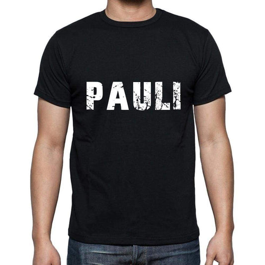 Pauli Mens Short Sleeve Round Neck T-Shirt 5 Letters Black Word 00006 - Casual