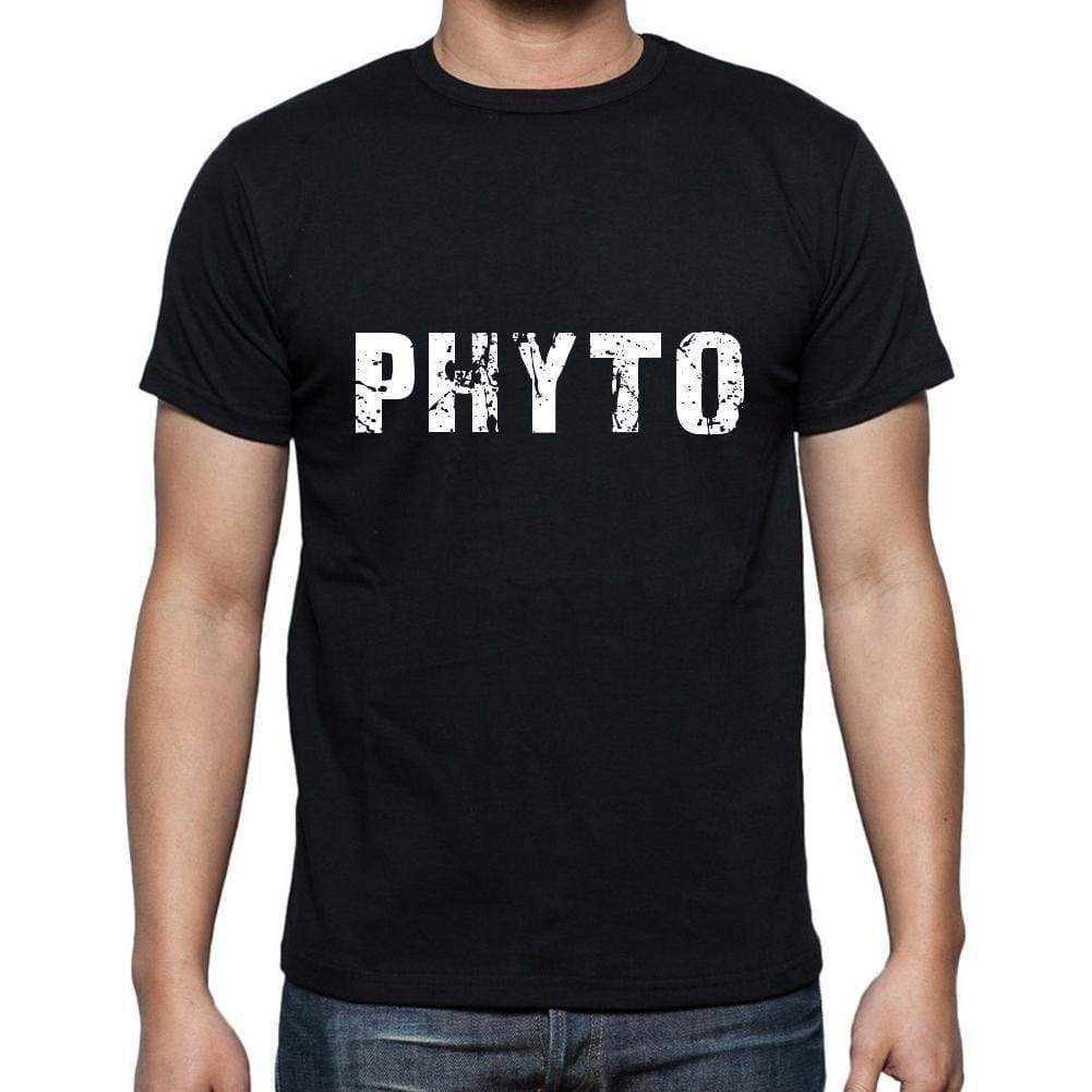 Phyto Mens Short Sleeve Round Neck T-Shirt 5 Letters Black Word 00006 - Casual