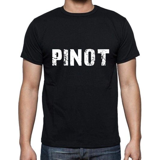 Pinot Mens Short Sleeve Round Neck T-Shirt 5 Letters Black Word 00006 - Casual