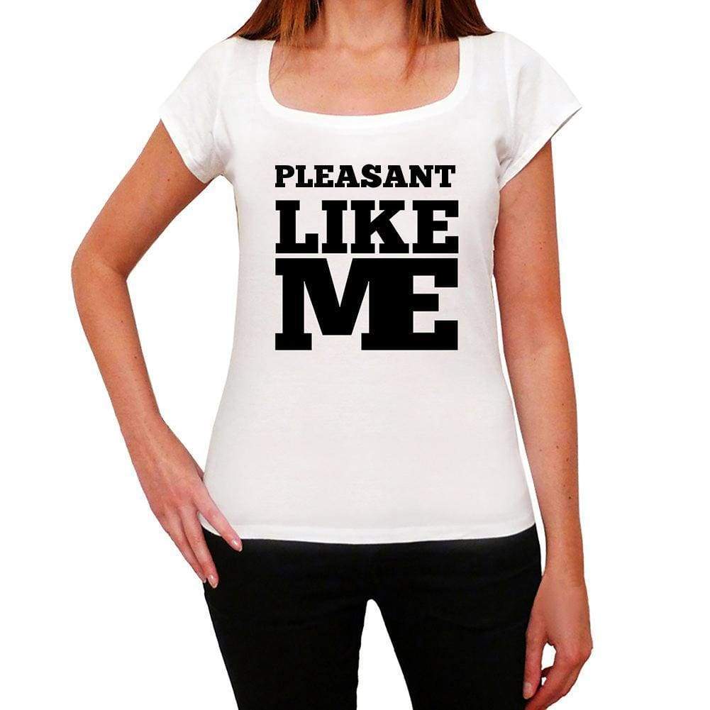 Pleasant Like Me White Womens Short Sleeve Round Neck T-Shirt - White / Xs - Casual