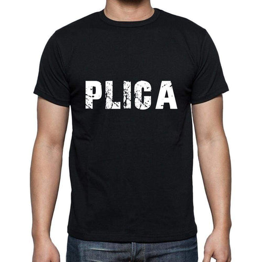 Plica Mens Short Sleeve Round Neck T-Shirt 5 Letters Black Word 00006 - Casual