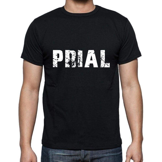 Prial Mens Short Sleeve Round Neck T-Shirt 5 Letters Black Word 00006 - Casual