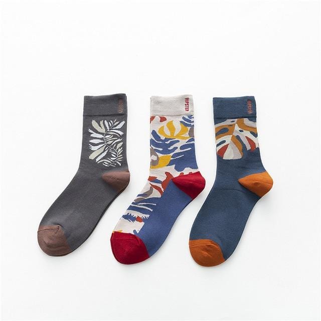 3 Pairs/lot Winter Retro Women Van Gogh Modern Oil Paint Cotton Mural World Famous Socks Art Abstract Happy Funny Women Socks