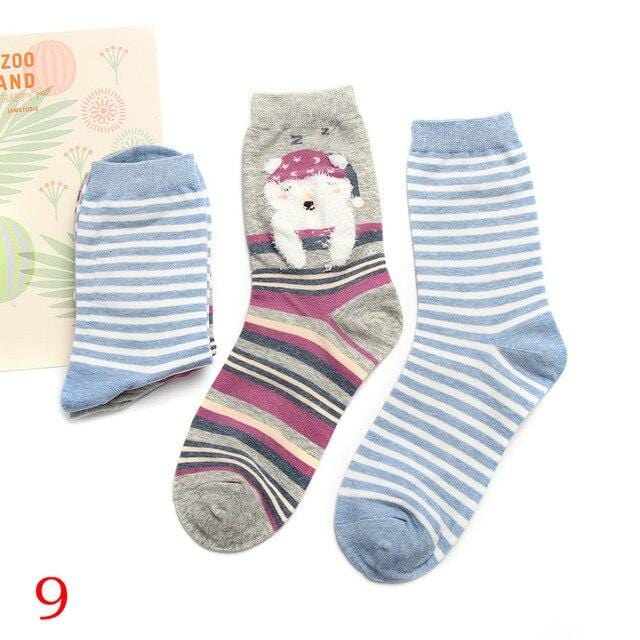 2Pair 2020 Spring Autumn Cute Socks Women Xmas Gift Box Cotton Socks Cartoon Print Creative Fashion Short Happy Socks For Girls