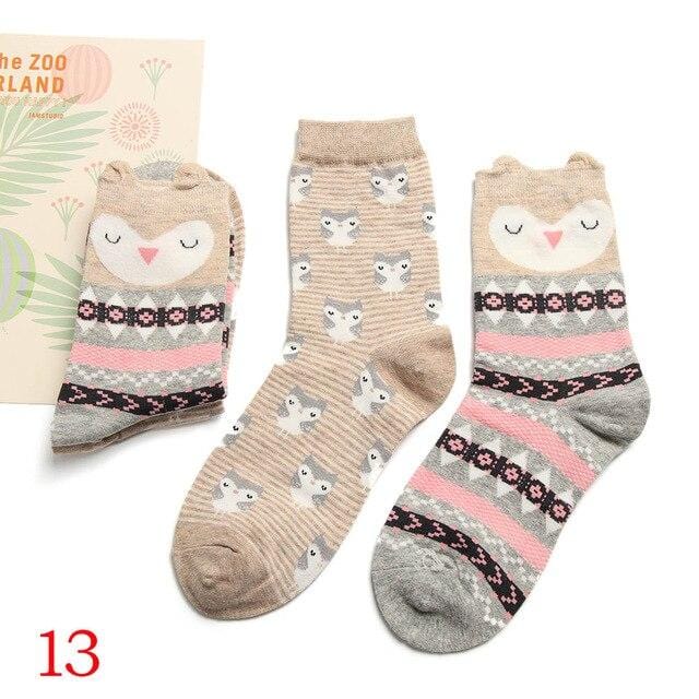 2Pair 2020 Spring Autumn Cute Socks Women Xmas Gift Box Cotton Socks Cartoon Print Creative Fashion Short Happy Socks For Girls