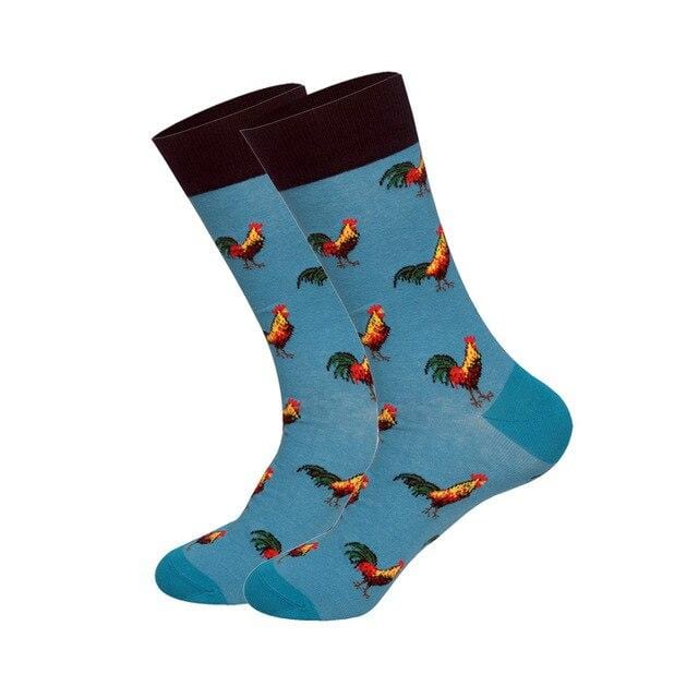 Downstairs Brand Desgin Happy Socks for Men's Gifts 28 Colors Birds Flamingos Penguins Streetwear Dress Up Long Casual Calcetines