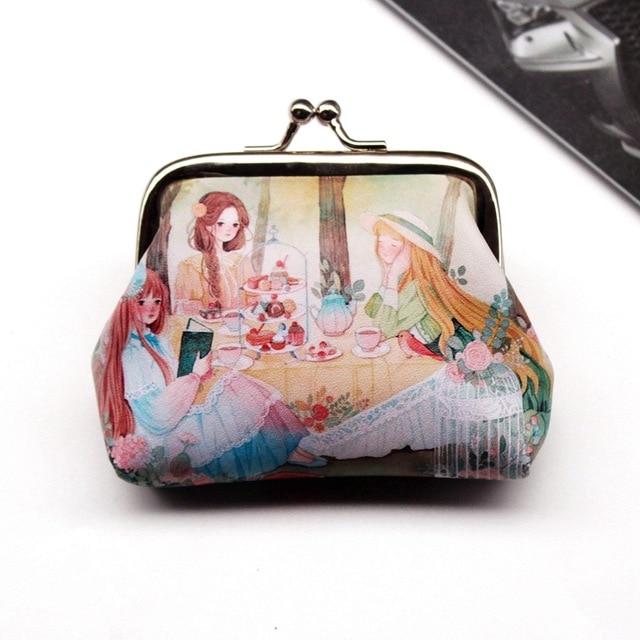 Vintage Women Printing coin Purses girl hasp Zero Wallet Ladies Clutch change purse Female mini money Bag PU Leather Carteira /5