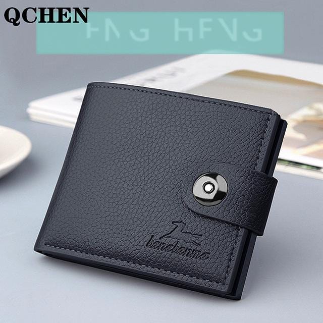 Men's wallet Short horizontal NEW wallets men British casual multi-function card bag Magnetic buckle Retro triangle folding 644