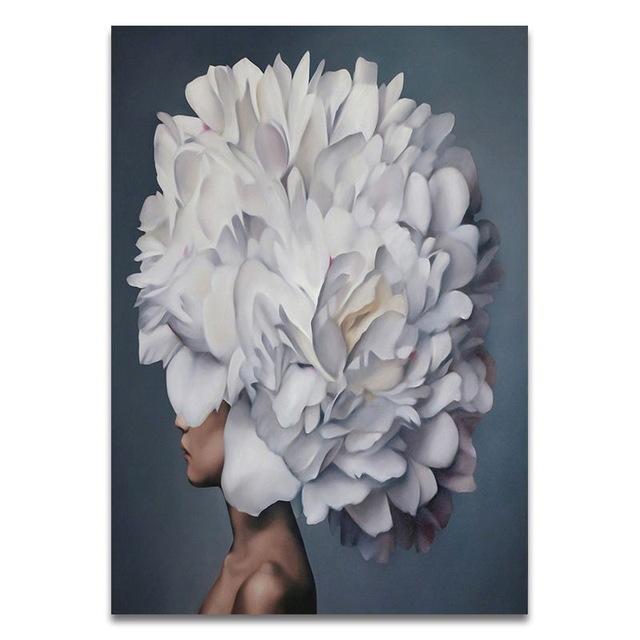 Nordic Modern Floral Feather Woman Abstract Fashion Style Canvas Painting Art Print Poster Picture Wall Living Room Home Decor