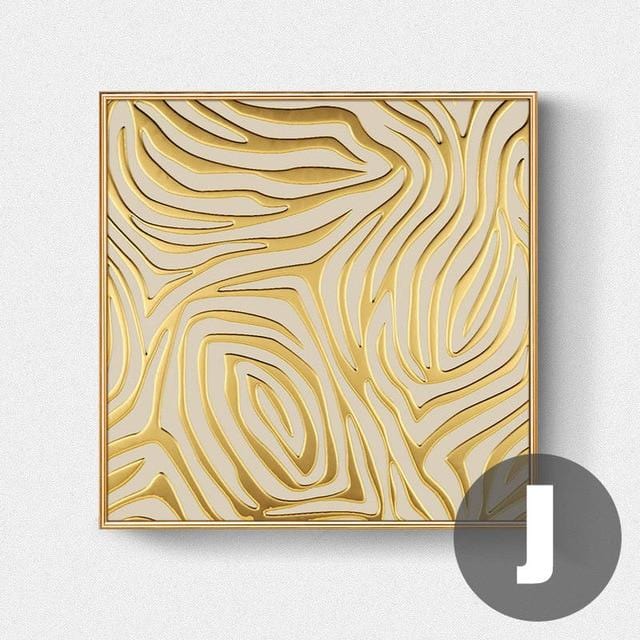 Abstract Gold Black White Modern Square Texture Canvas Painting Posters And Prints Home Decor Wall Art Pictures For Living Room