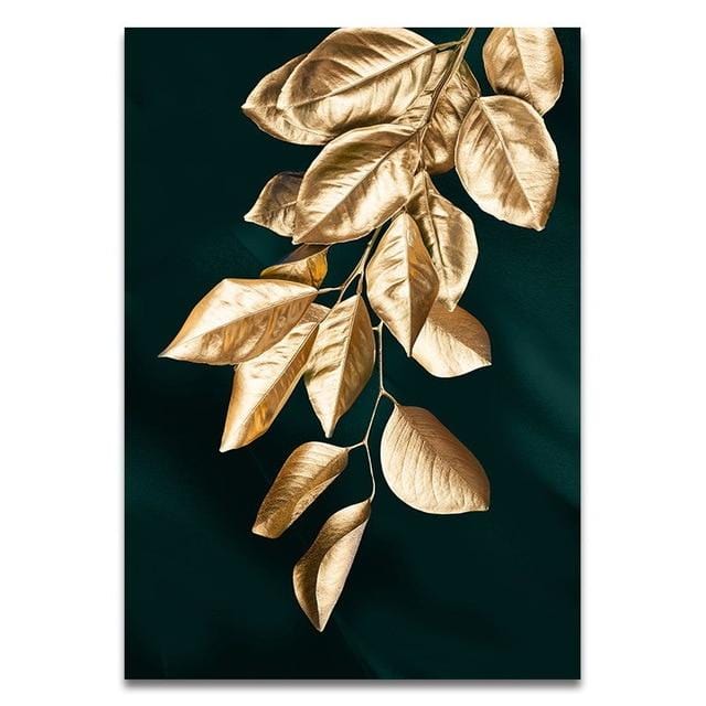 Abstract Golden Plant Leaves Picture Wall Poster Modern Style Canvas Print Painting Art Aisle Living Room Unique Decoration