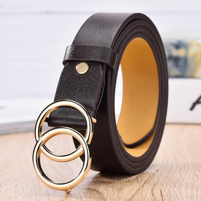 NO.ONEPAUL Designer's famous brand leatherhigh quality belt fashion alloy double ring circle buckle girl jeans dress wild belts