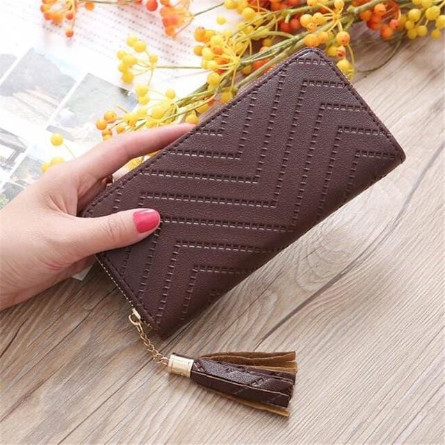 Long Women's Wallet Female Purses Tassel Coin Purse Card Holder Wallets Female Pu Leather Clutch Money Bag Pu Leather Wallet