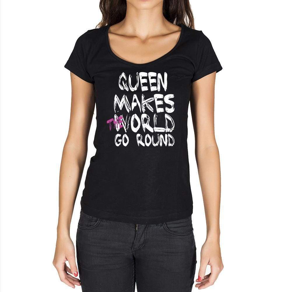 Queen World Goes Round Womens Short Sleeve Round Neck T-Shirt 00081 - Black / Xs - Casual